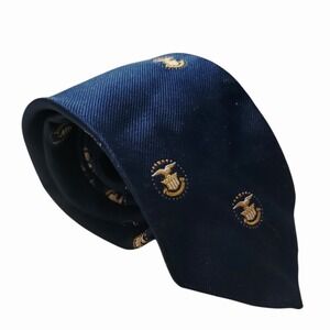 Vintage Tarrant Silk Tie Made in USA Owensboro KY Navy Eagle Crest